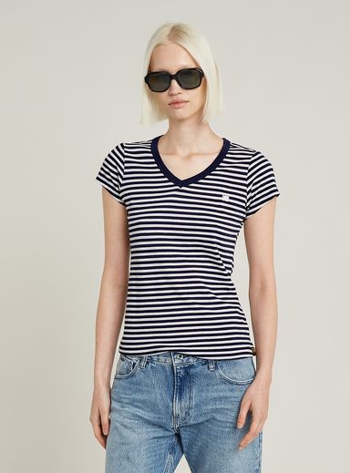 Eyben Stripe Slim V-Neck Top